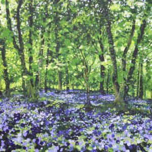‘Bluebells and Dormice’, bluebell art for sale by Devon landscape artist Joe Webster